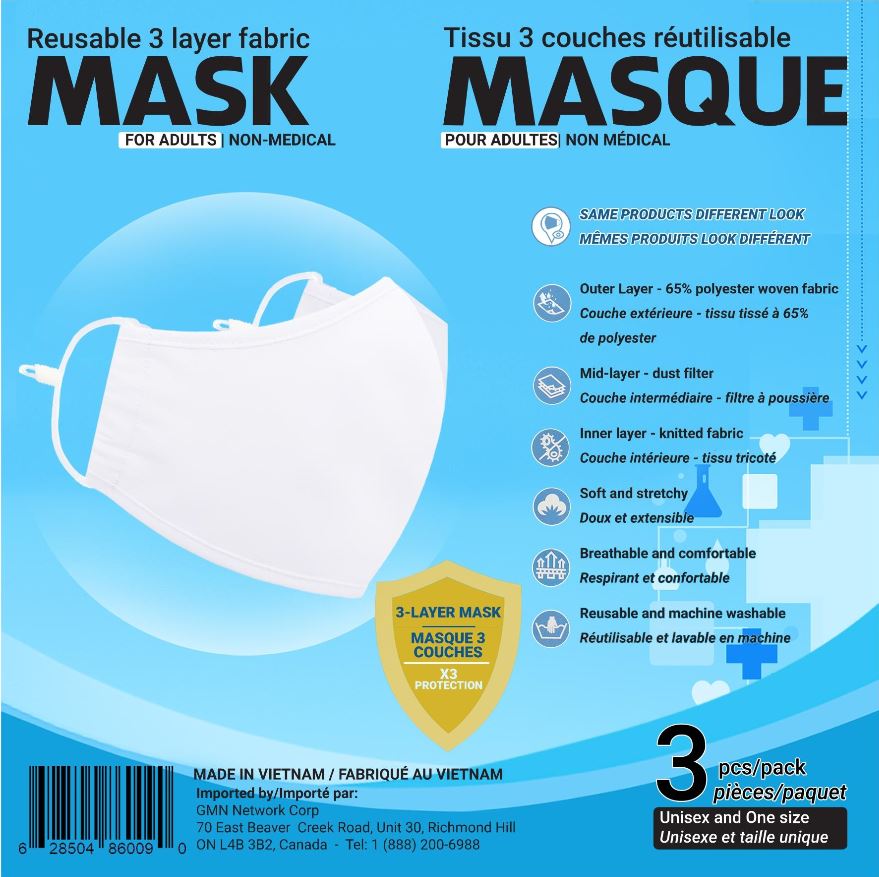 Reusable Mask - 3 PK Adult