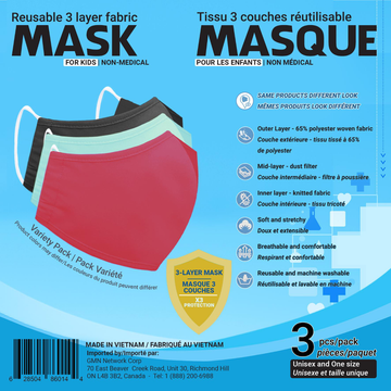 Reusable Mask Assorted - 3 pk Kids